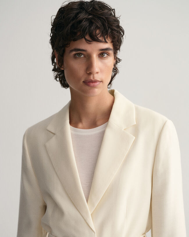 Regular Fit Fluid blazer met ceintuur