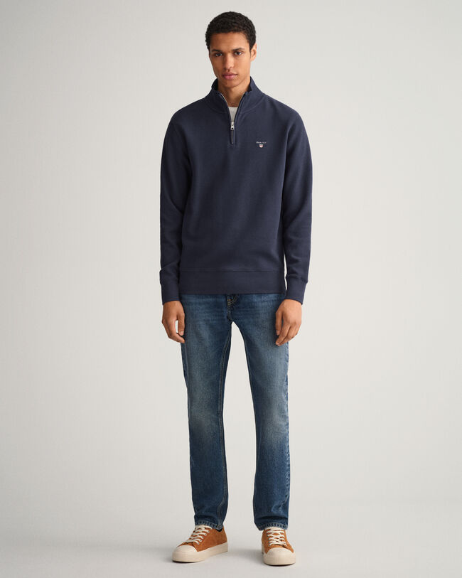 Waffle sweatshirt met korte rits