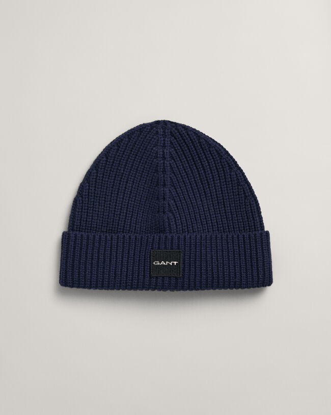 Katoenen ribgebreide beanie