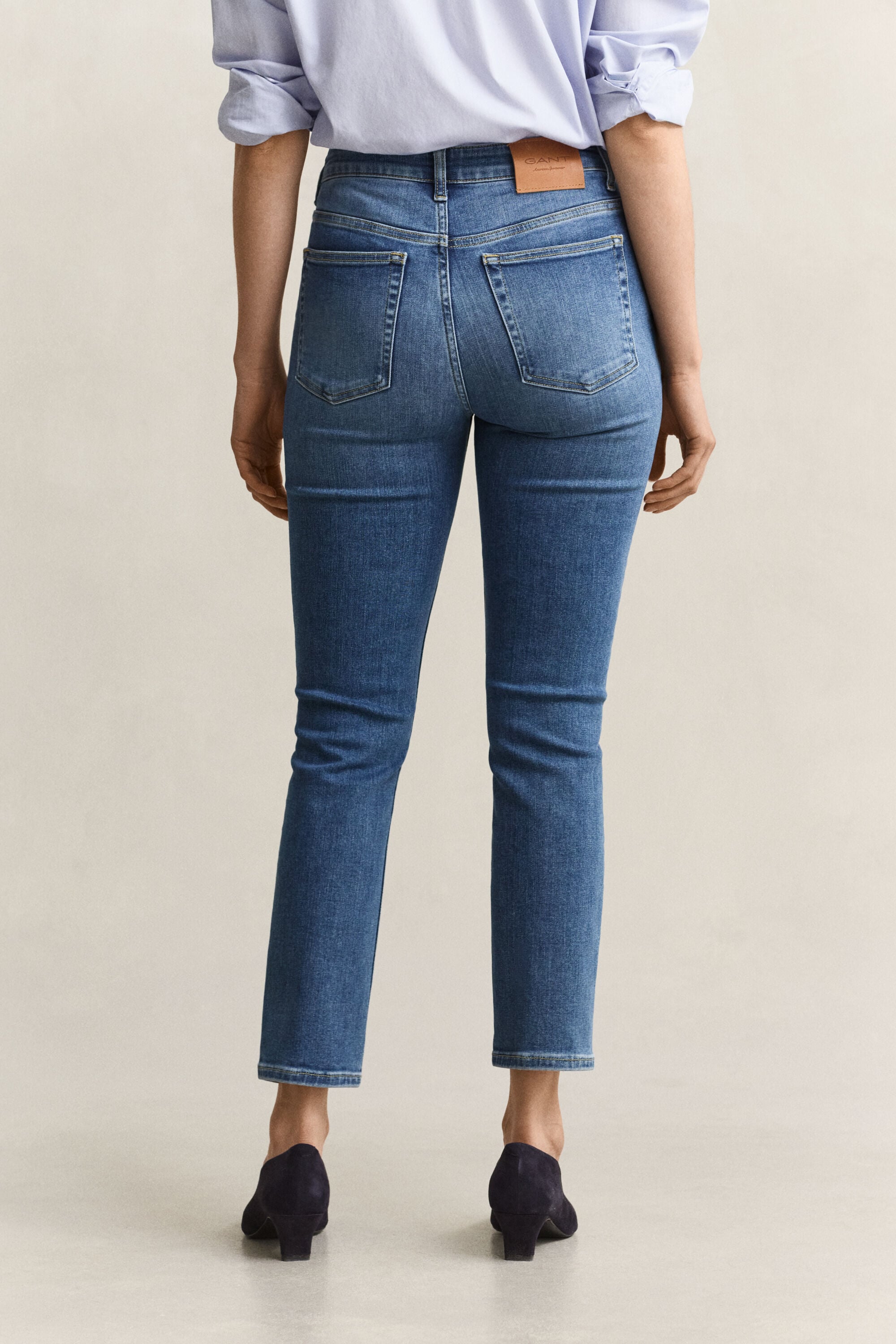 Cropped jeans met stretch