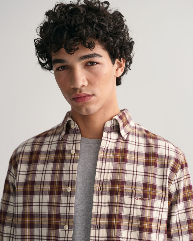 Regular Fit geborsteld geruit Oxford-overhemd