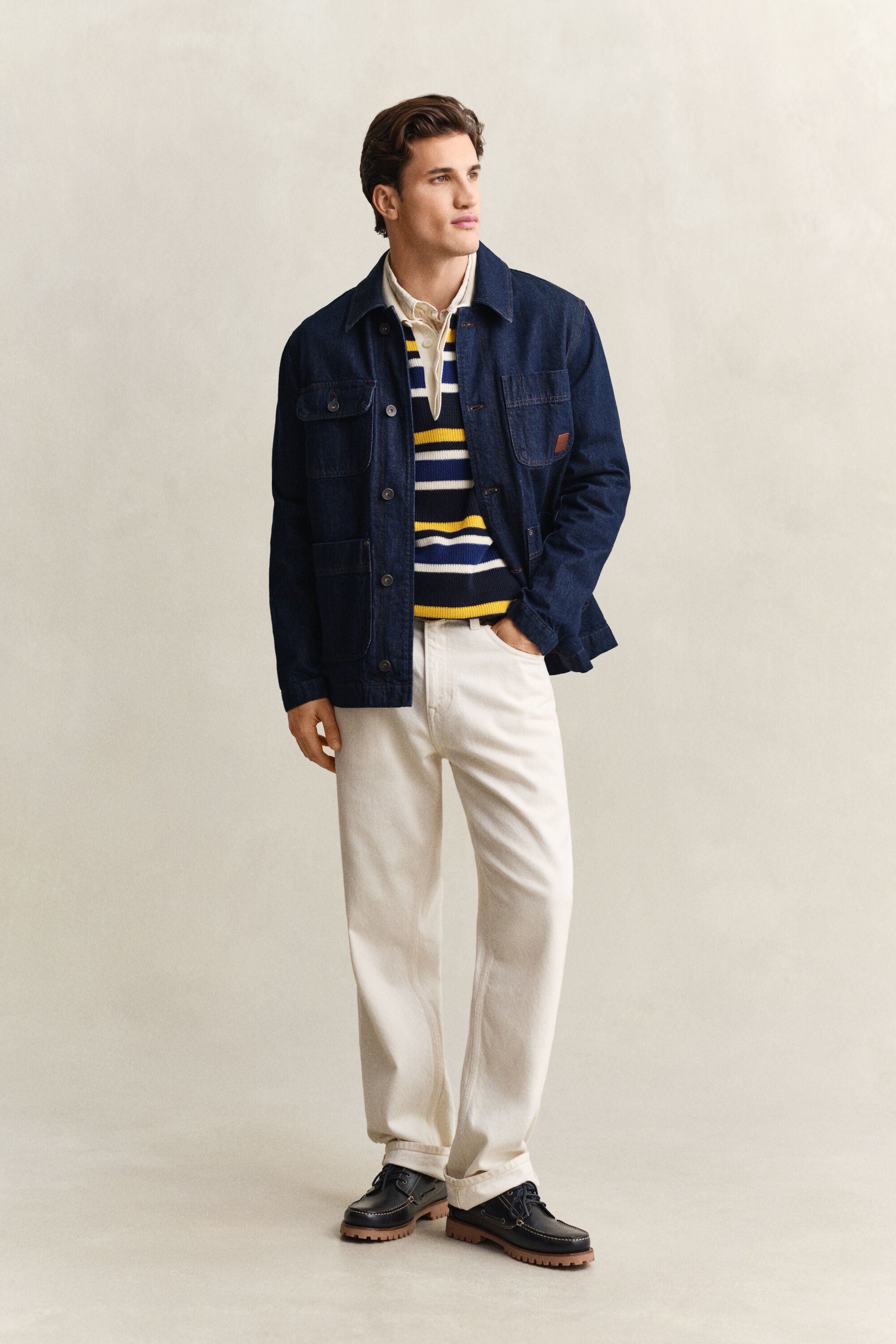 Gestreepte polosweater met rib