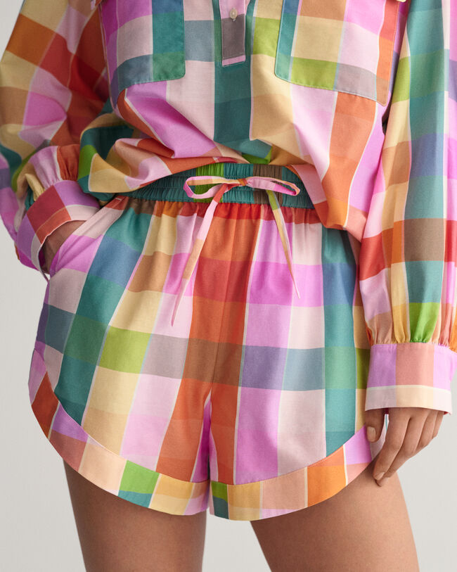 Short van katoen met veelkleurige ruitjes