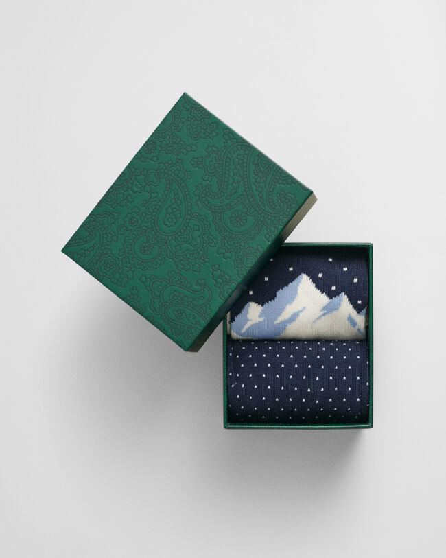 Set van twee paar Ski Artwork sokken in cadeauverpakking