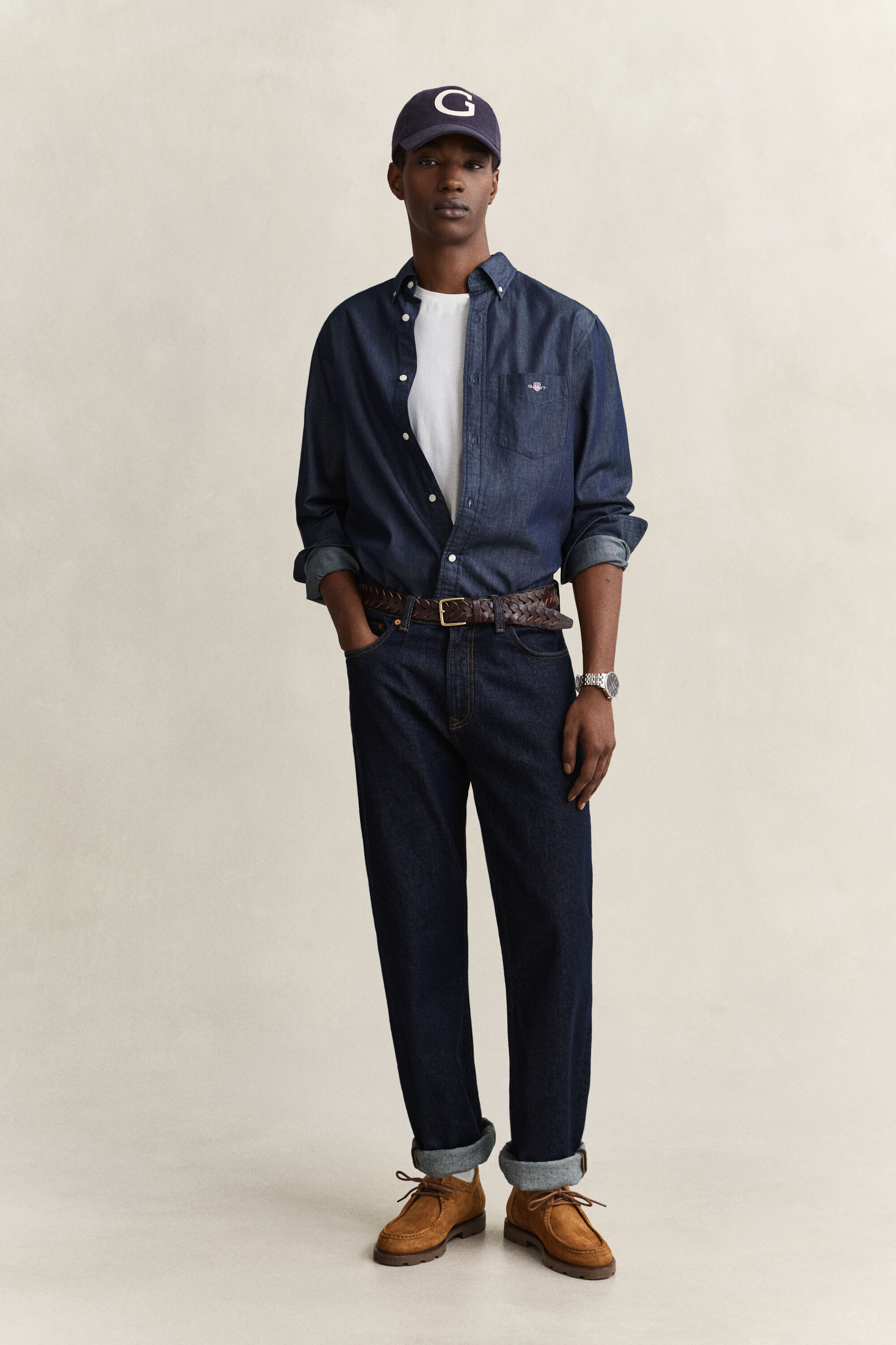 Regular Fit indigo overhemd