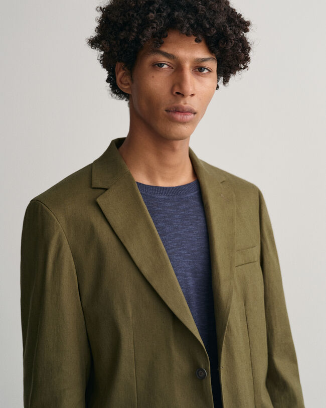 Kostuumblazer van katoen en linnen