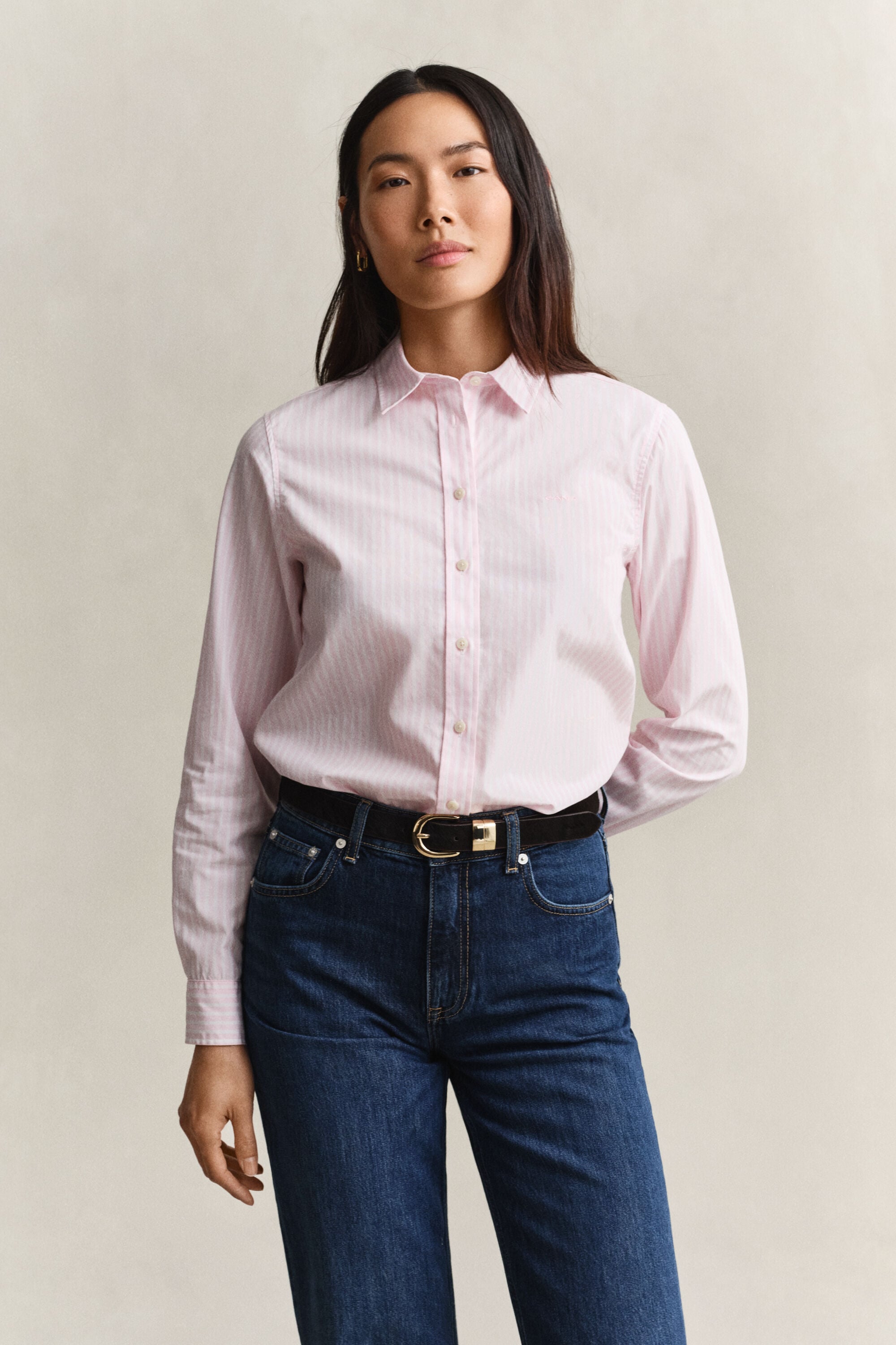 Classic Regular gestreept poplin overhemd