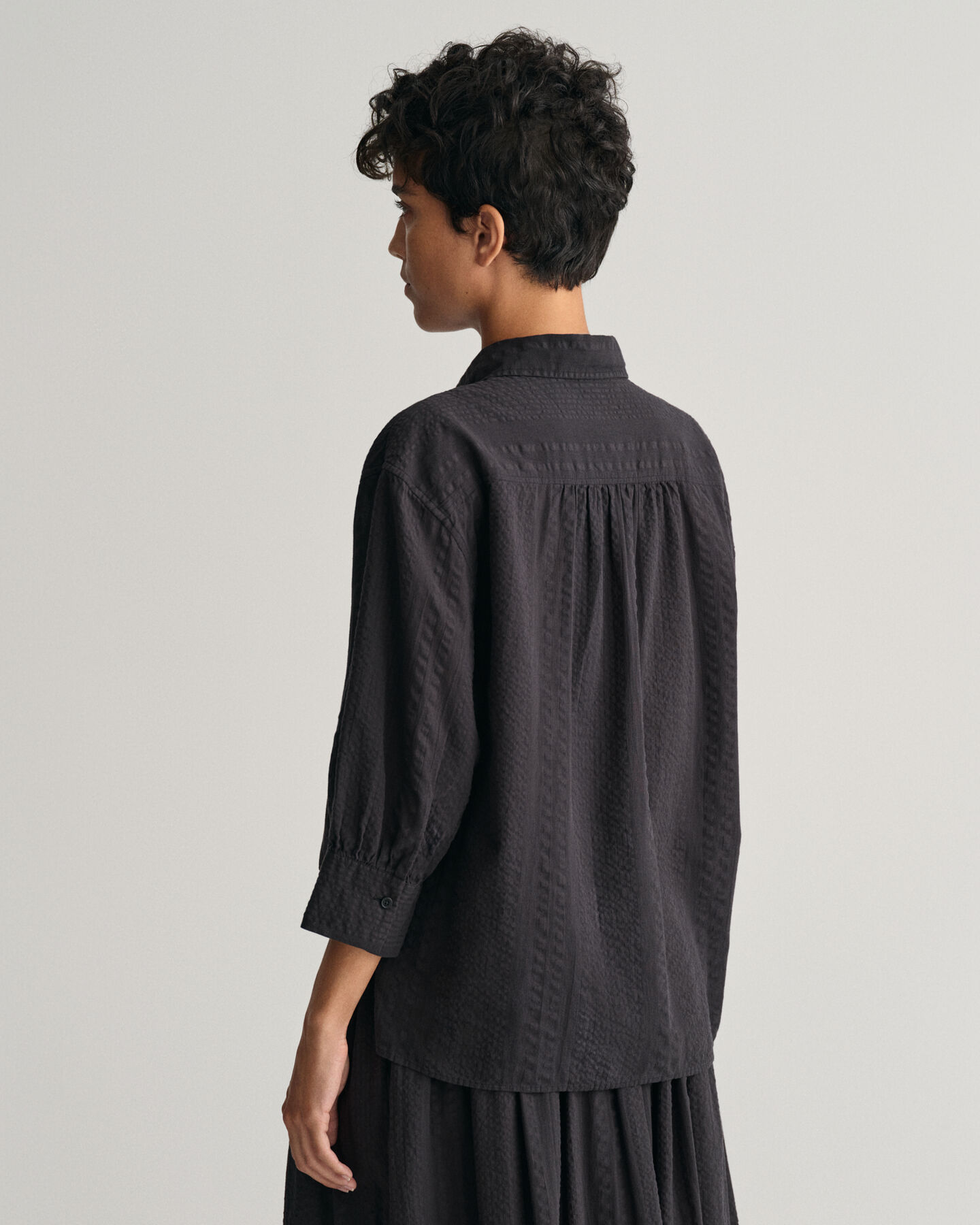 Relaxed Fit Seersucker Popover blouse met strepen