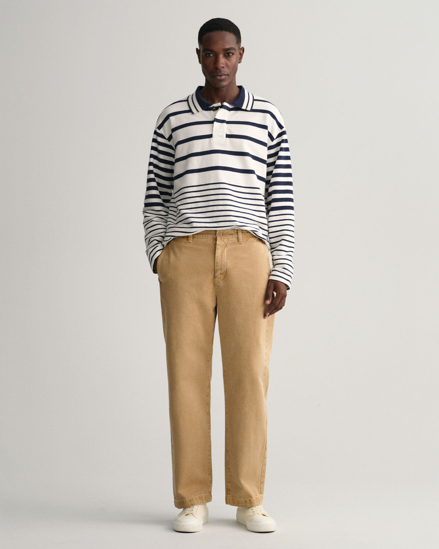 Straight Fit chino van keperstof