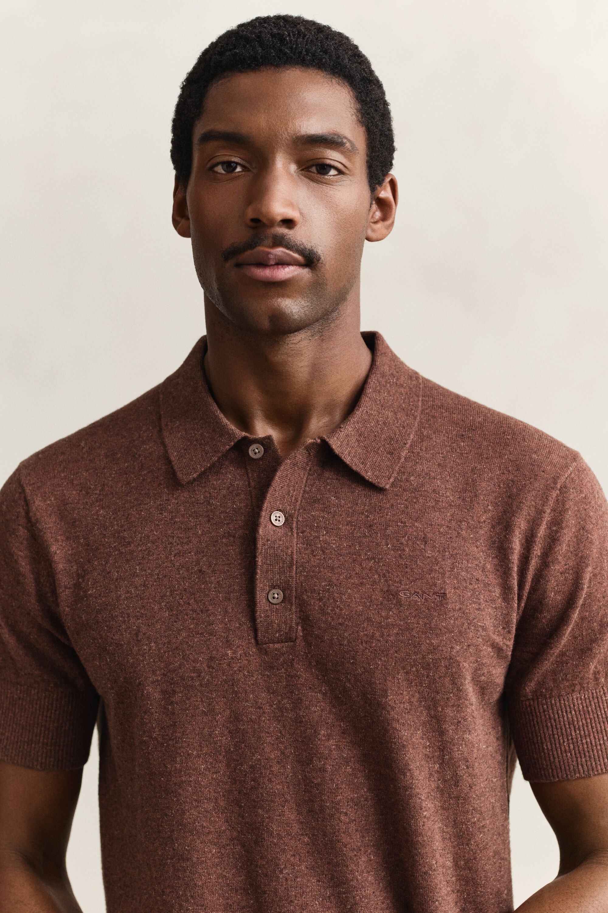 Polotrui met korte mouwen van ruwe katoenmix