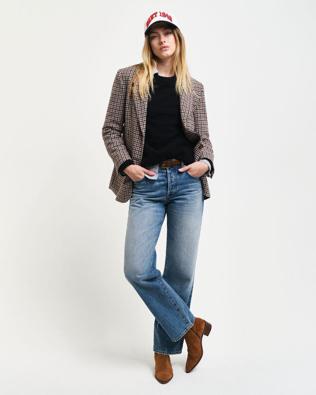 Regular fit blazer met pied-de-poule