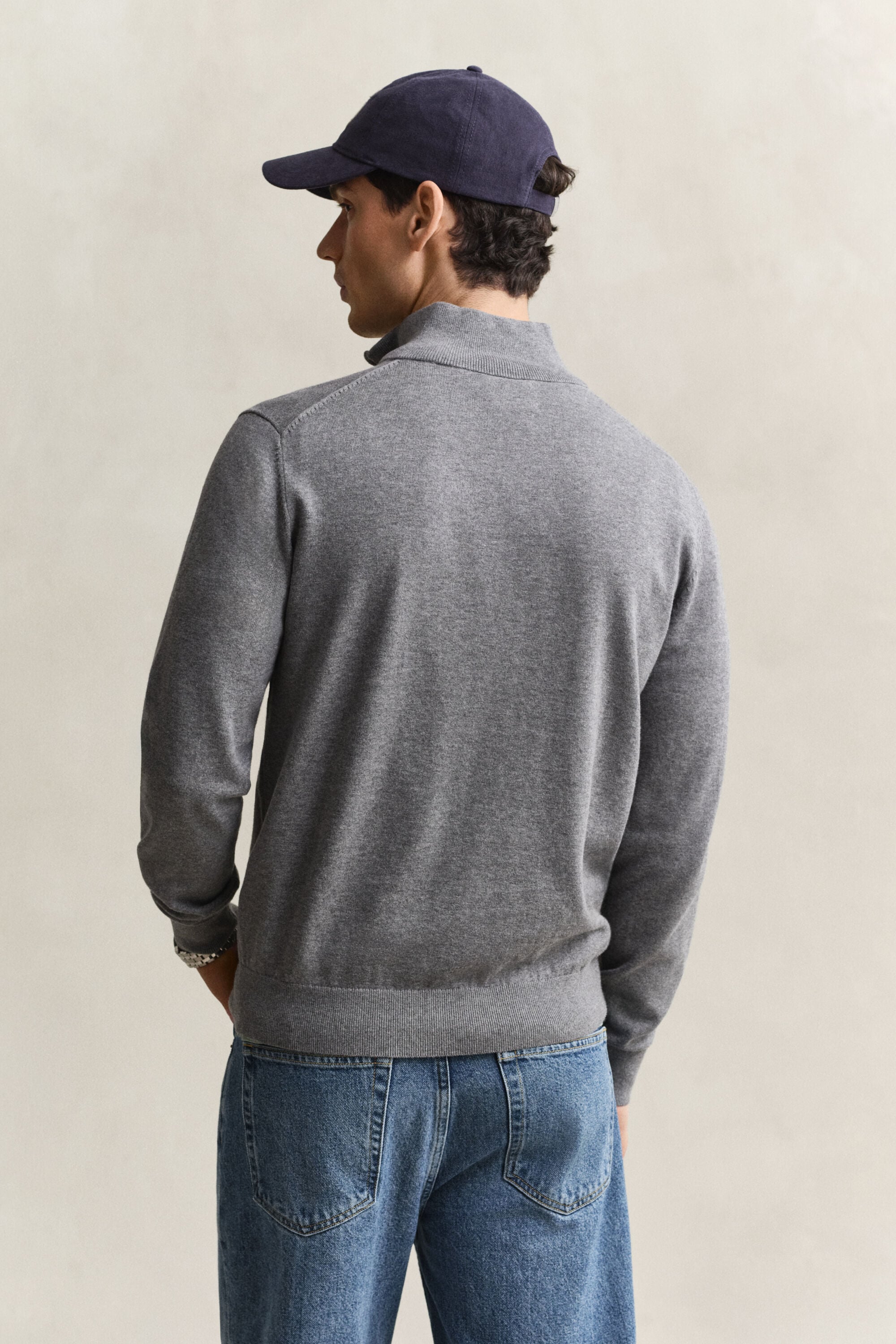 Klassieke sweater van katoen met korte rits