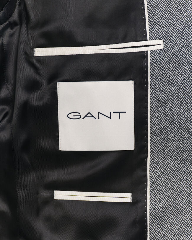 Slim Fit flanellen kostuumjasje met visgraatmotief