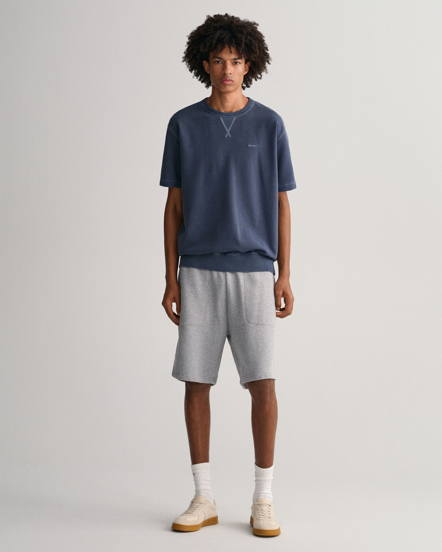 Sunfaded sweatshirt met korte mouwen