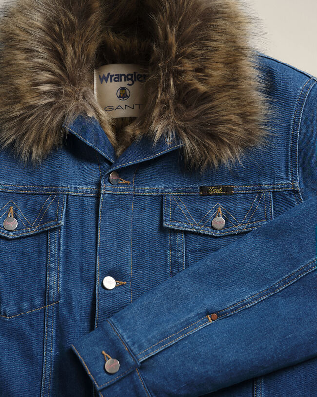 Wrangler x GANT denim jack met nepbont
