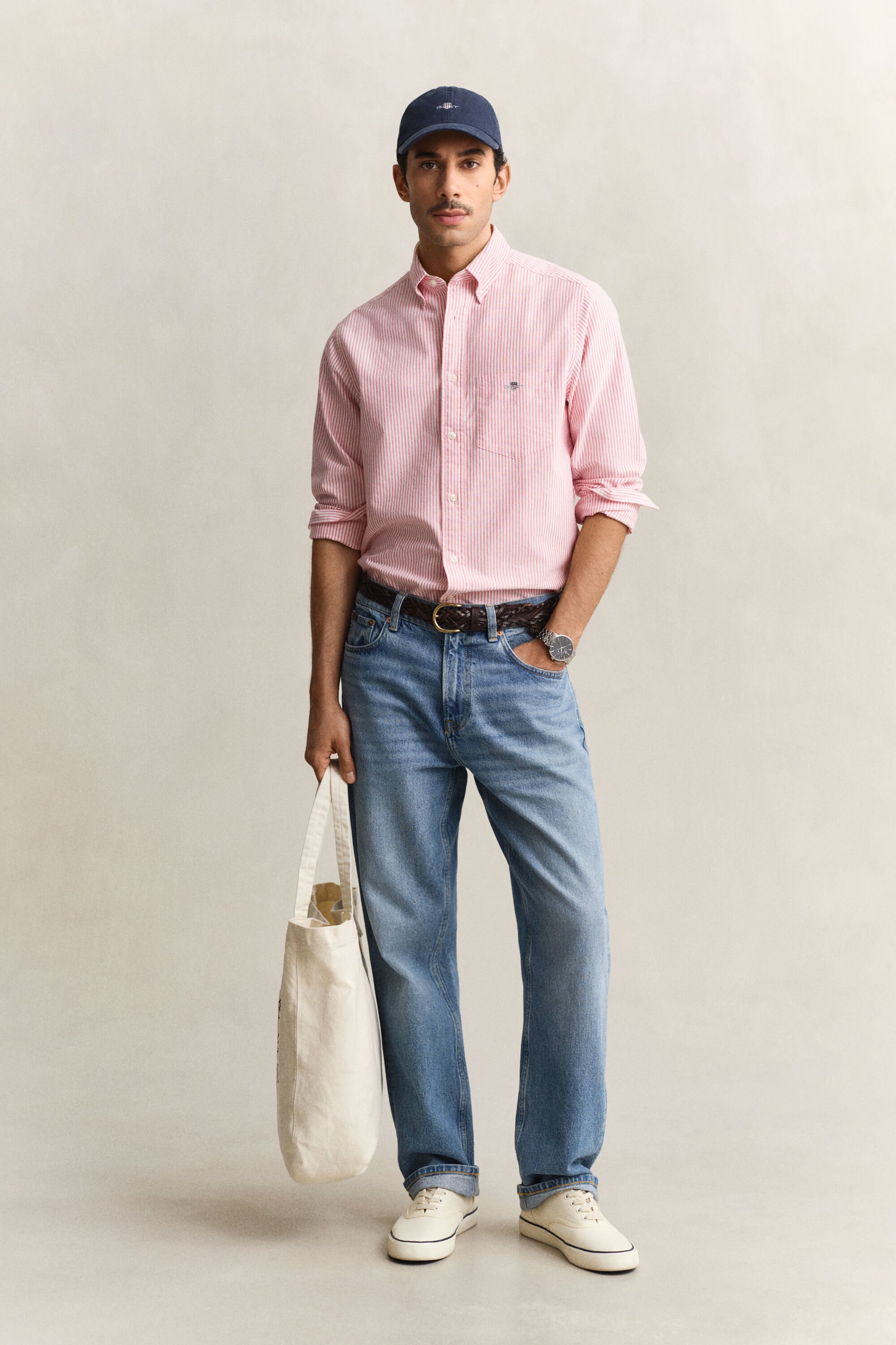 Klassiek Oxford-overoverhemd met Banker-streep