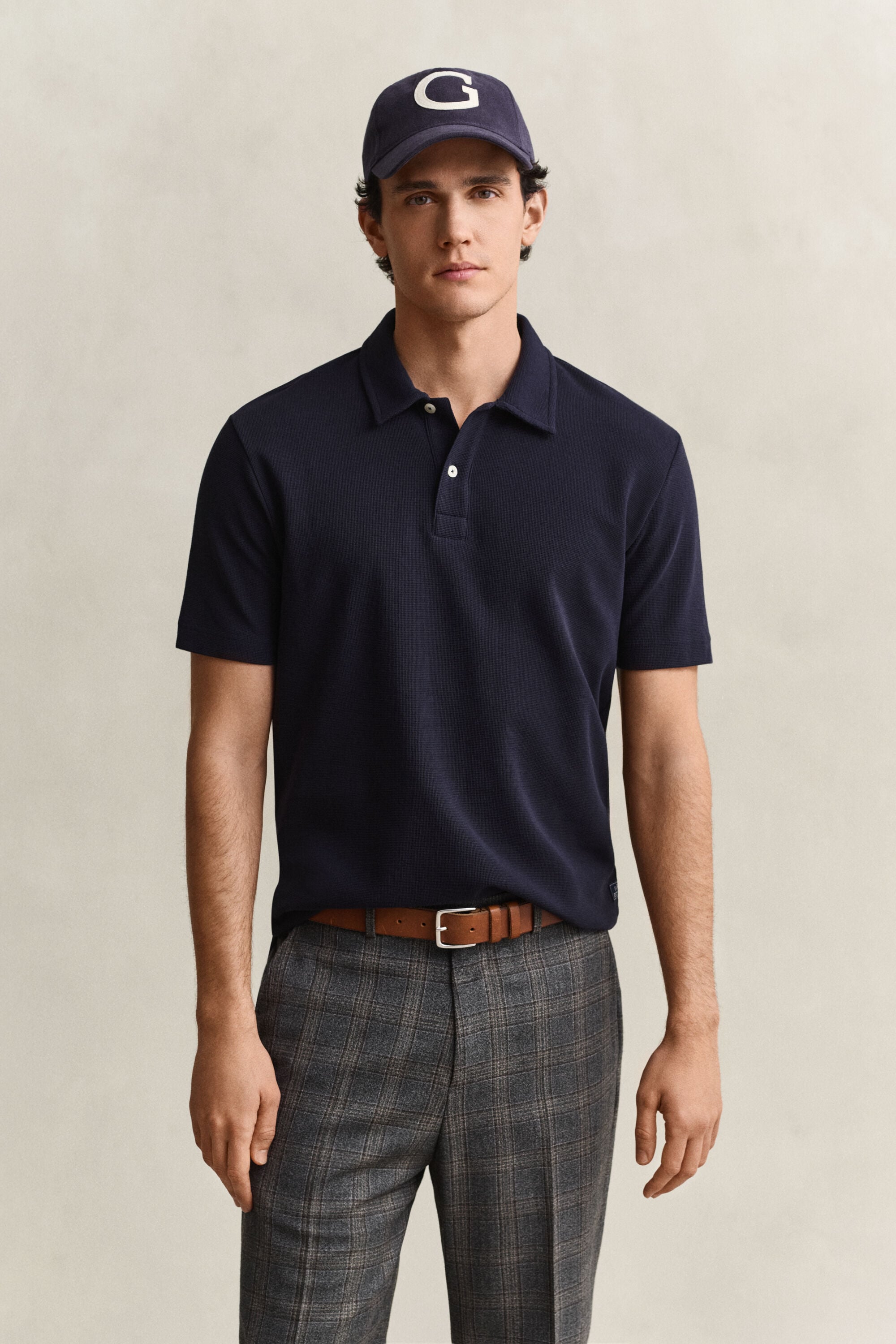 Poloshirt met gewafelde textuur