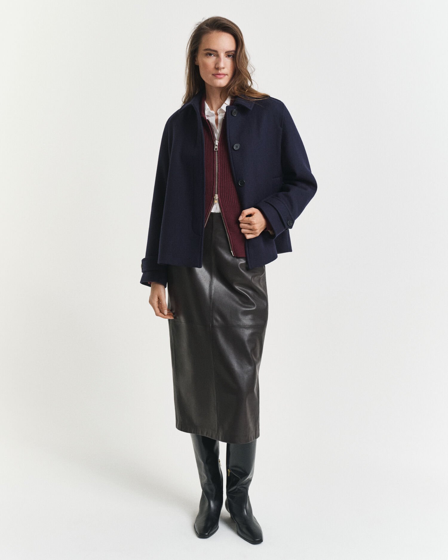 Leren halflange kokerrok