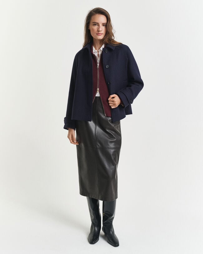 Leren halflange kokerrok