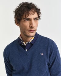 Klassieke sweater van katoen met V-hals