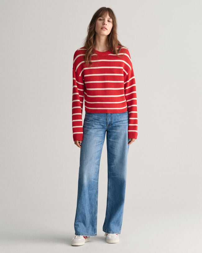 Gestreepte trui met ronde hals