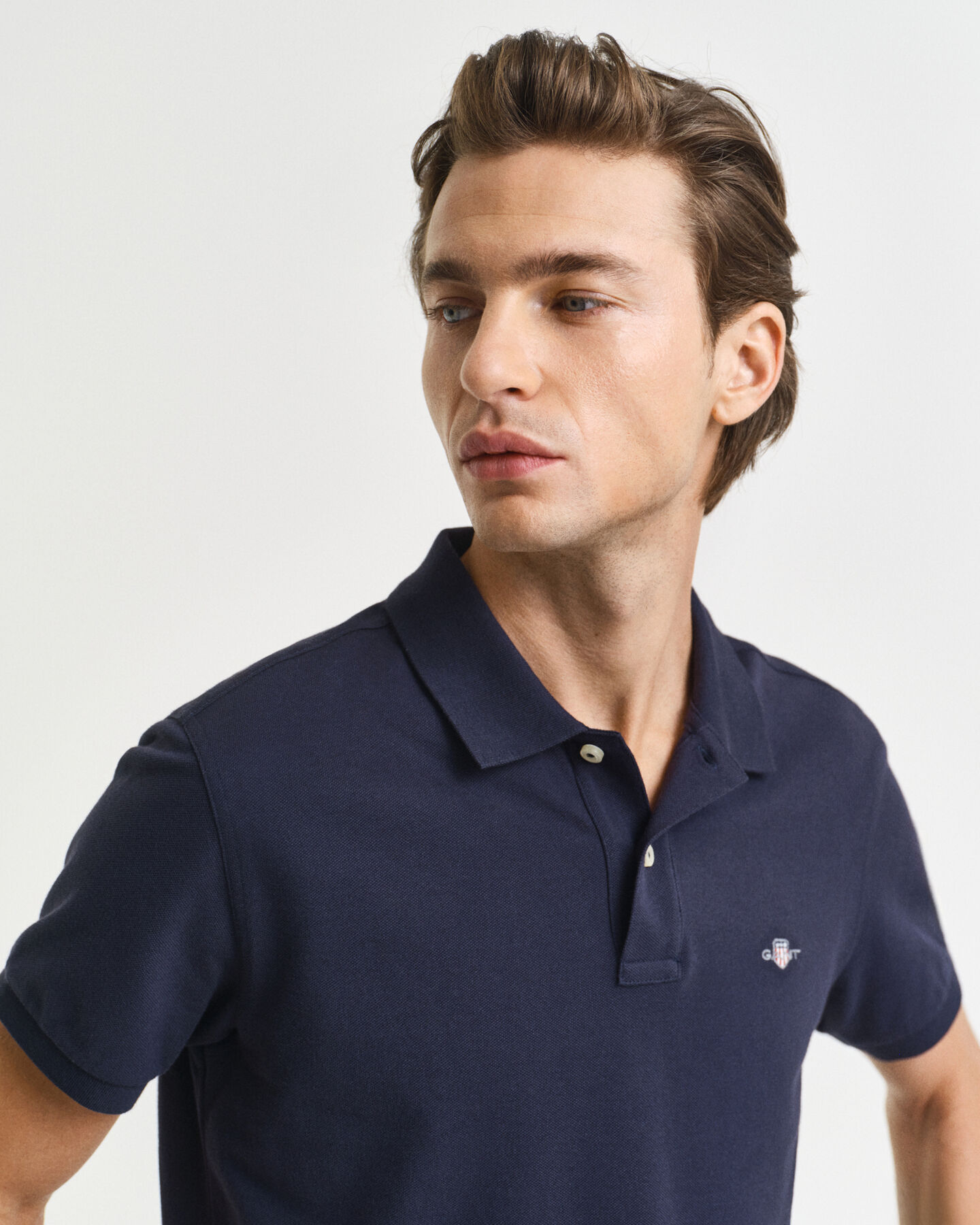 Slim Fit Shield piqué poloshirt