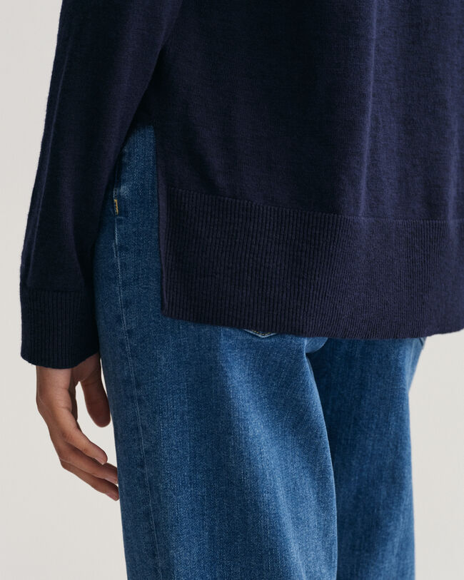 Trui met V-hals van linnenmix