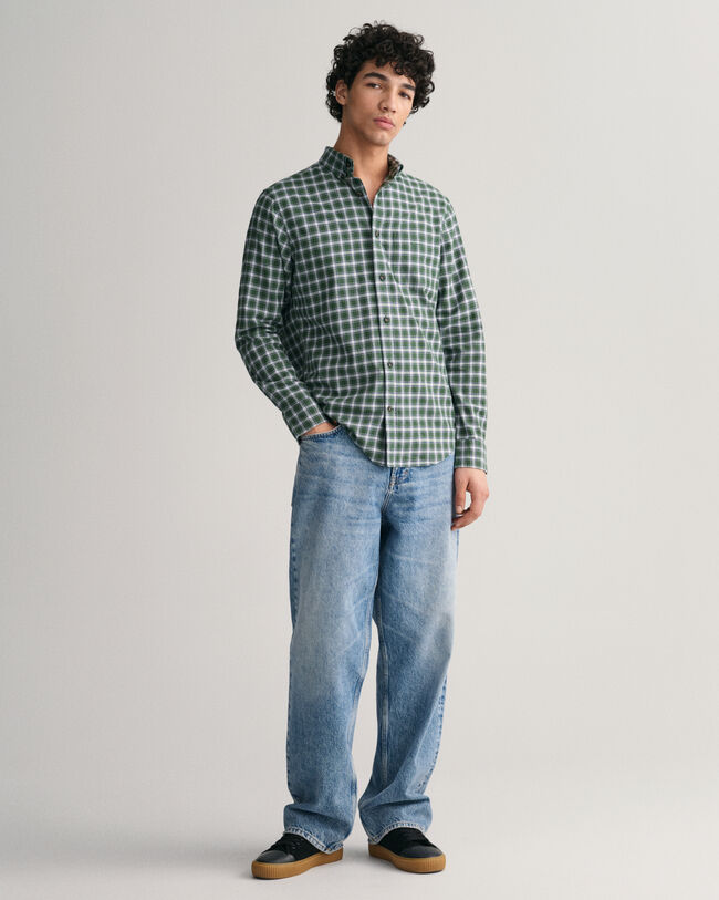 Regular Fit flanellen overhemd met kleine Schotse ruit