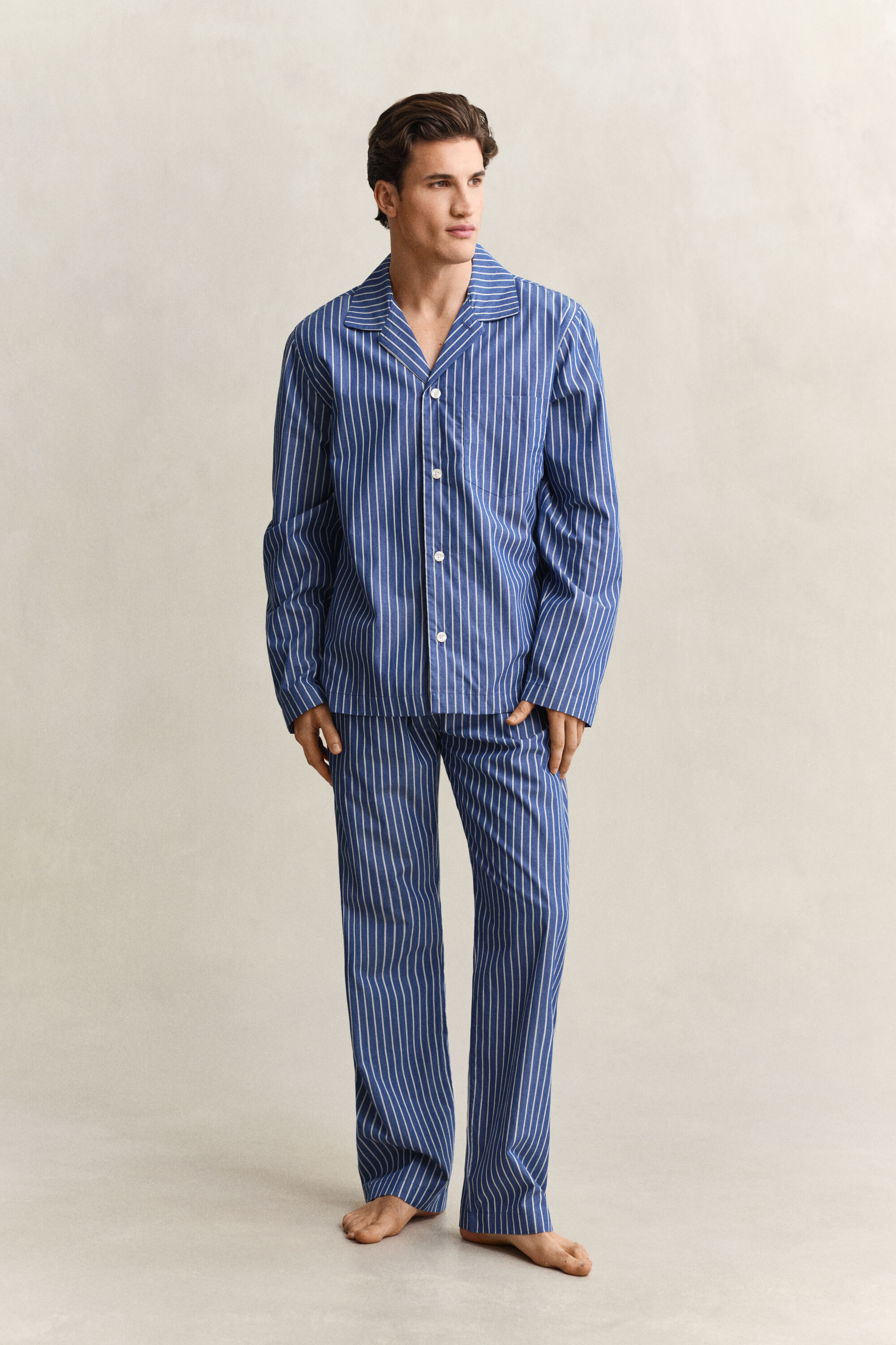 Gestreepte pyjama van poplin