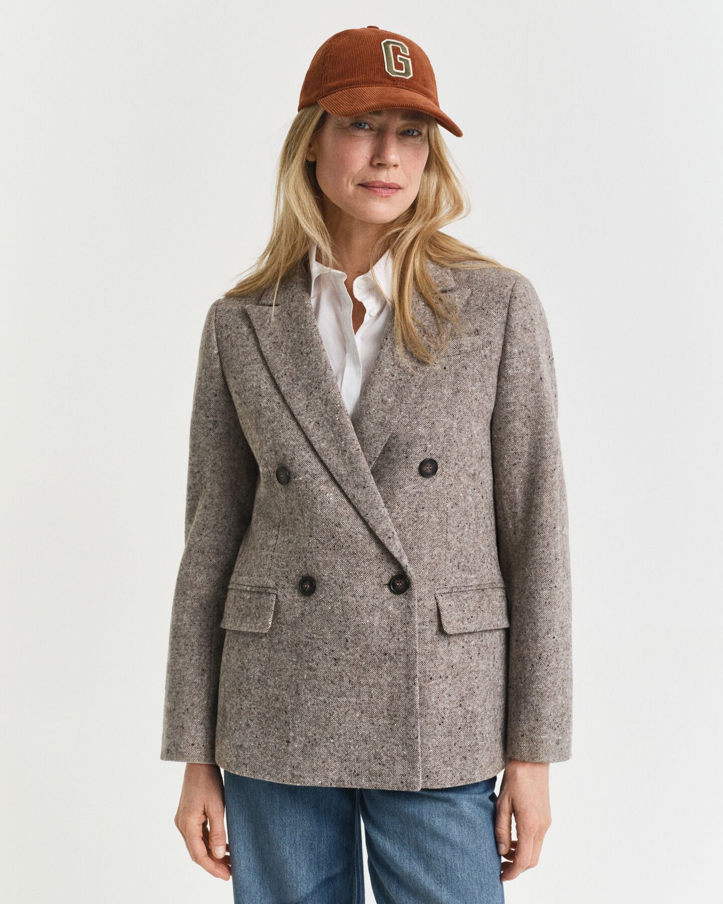 Regular Fit wollen blazer met textuur