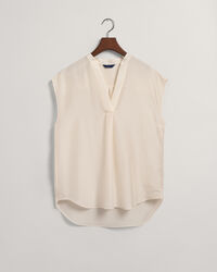 Mouwloze blouse met opstaande kraag
