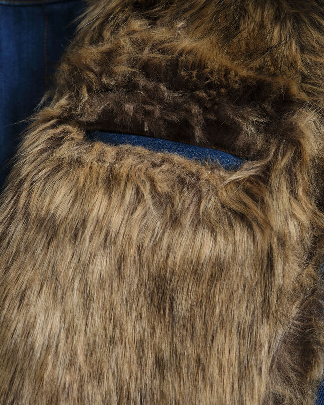 Wrangler x GANT denim jack met nepbont