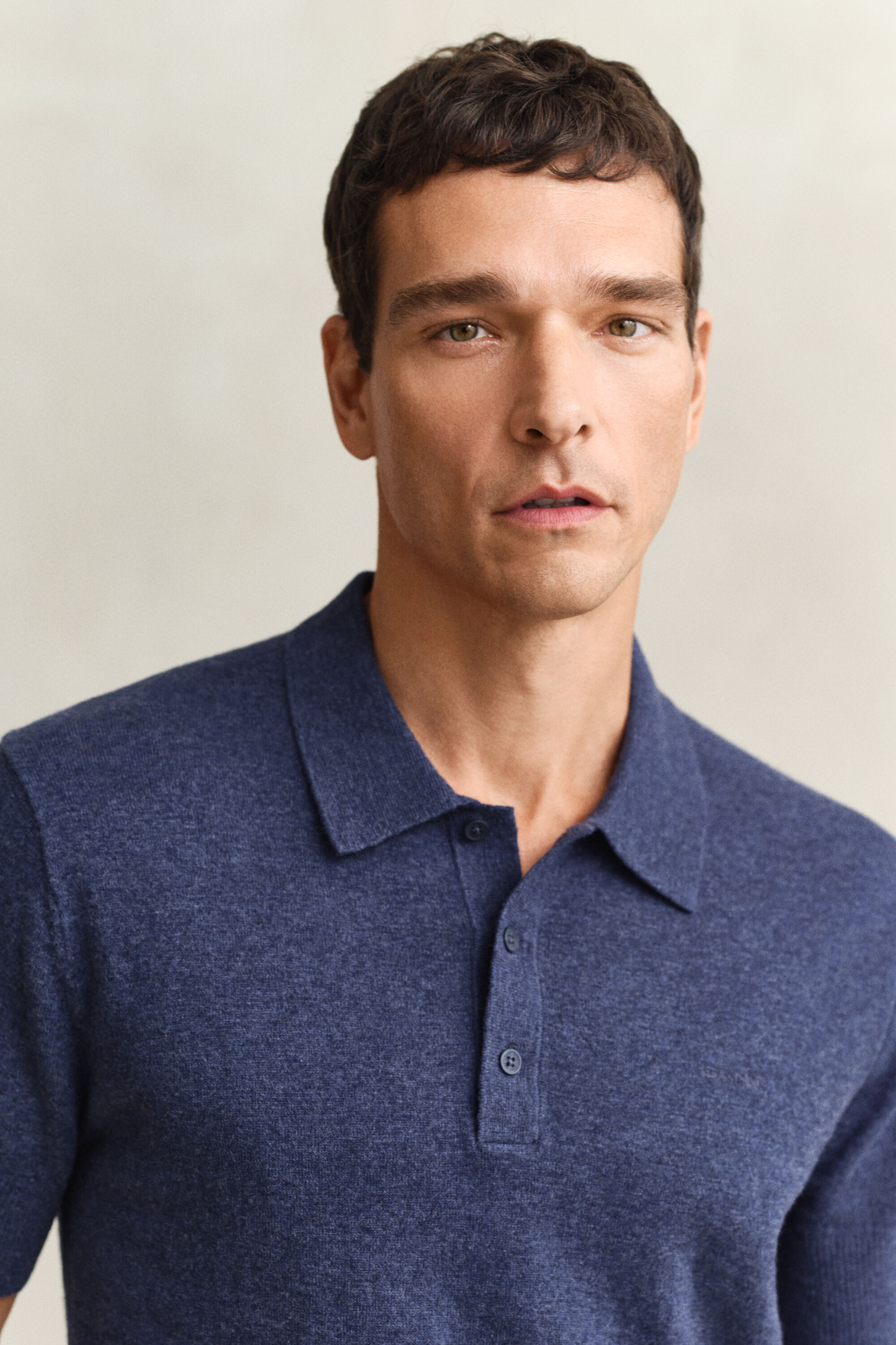 Polotrui met korte mouwen van ruwe katoenmix