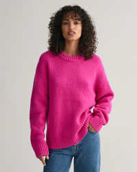 Wollen boucl&eacute; sweater met ronde hals