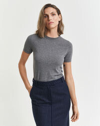 Lichtgewicht trui met ronde hals en korte mouwen