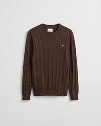 Katoenen gebreide kabeltrui met ronde hals