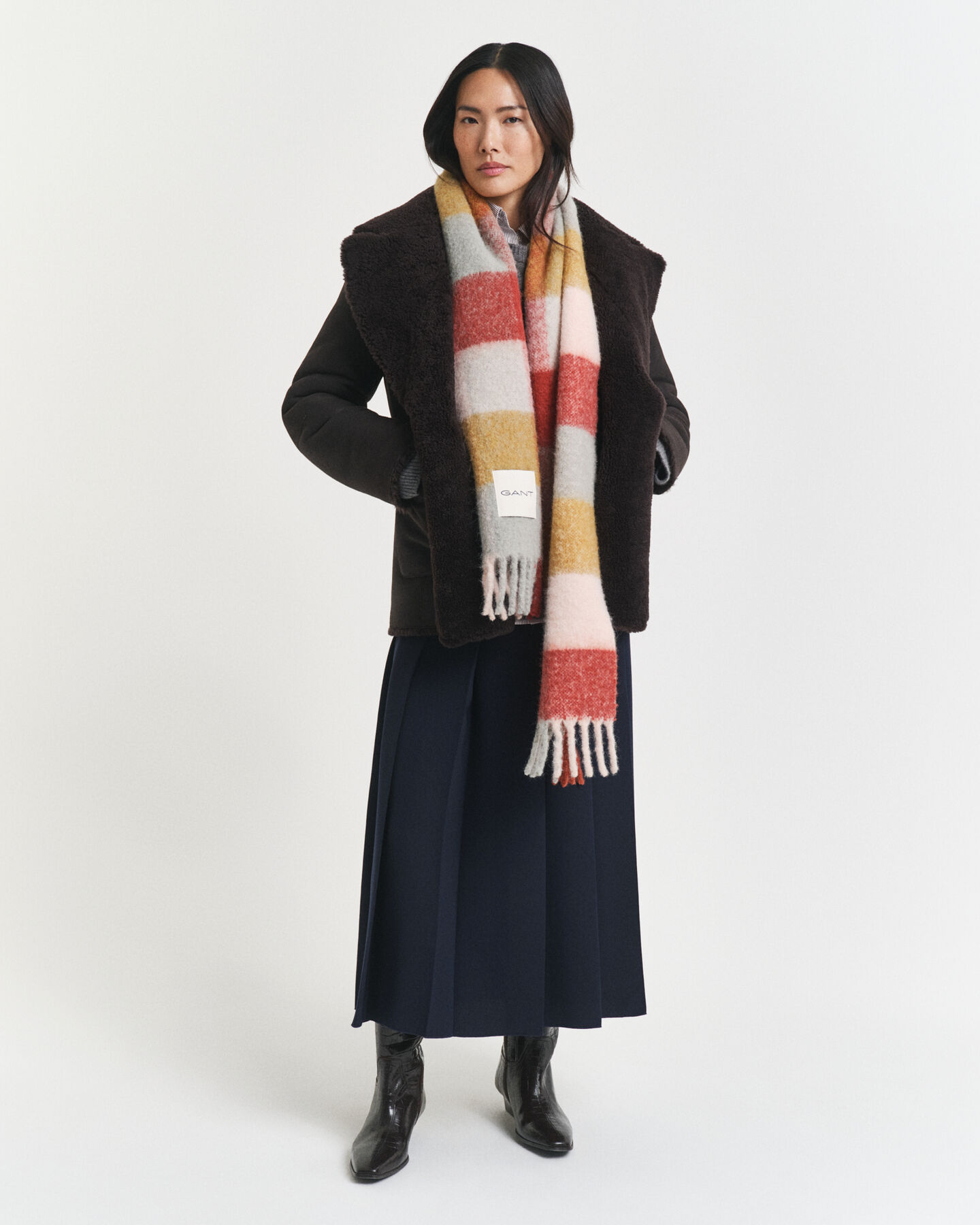 Geruite sjaal van alpacawolmix