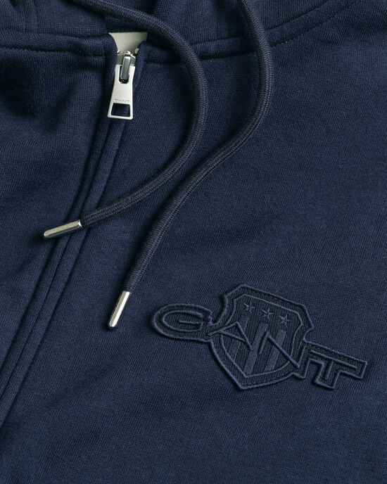 Tonal Shield hoodie met ritssluiting
