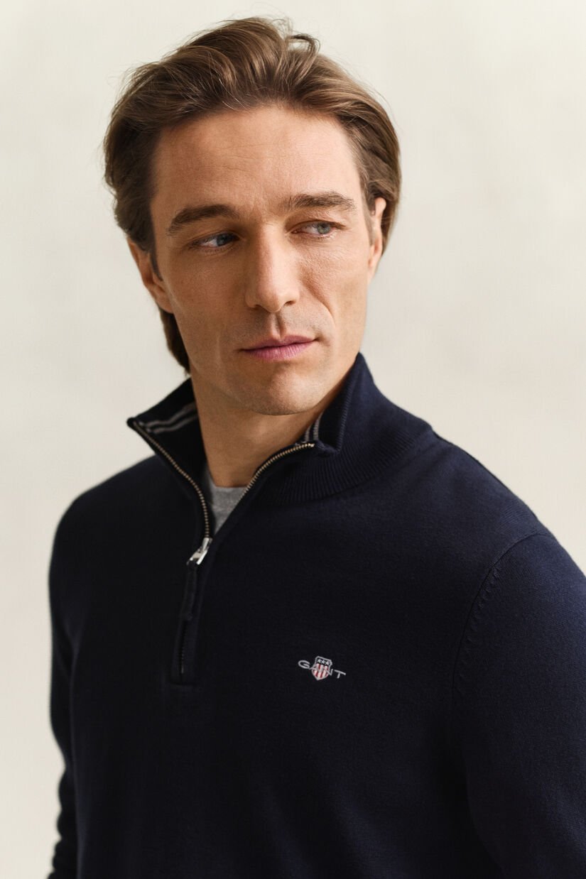 Klassieke sweater van katoen met korte rits