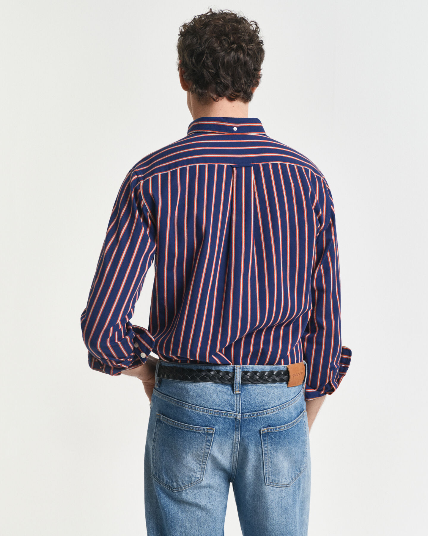 Regular Fit Dobby Striped overhemd van keperstof
