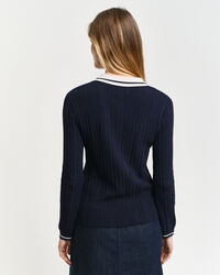 Polosweater met contrasterende rib