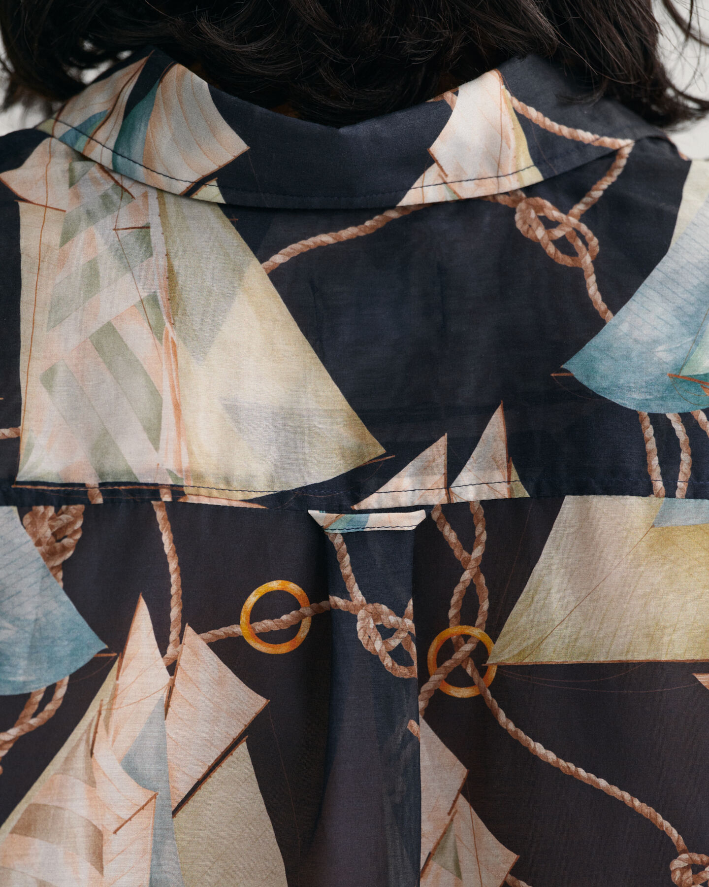 Relaxed Fit Sailing Print overhemd van katoen en zijde