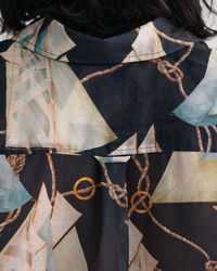 Relaxed Fit Sailing Print overhemd van katoen en zijde