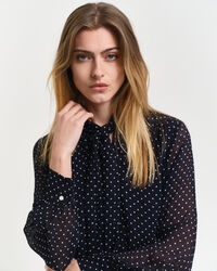 Jurk met strik en stippenprint