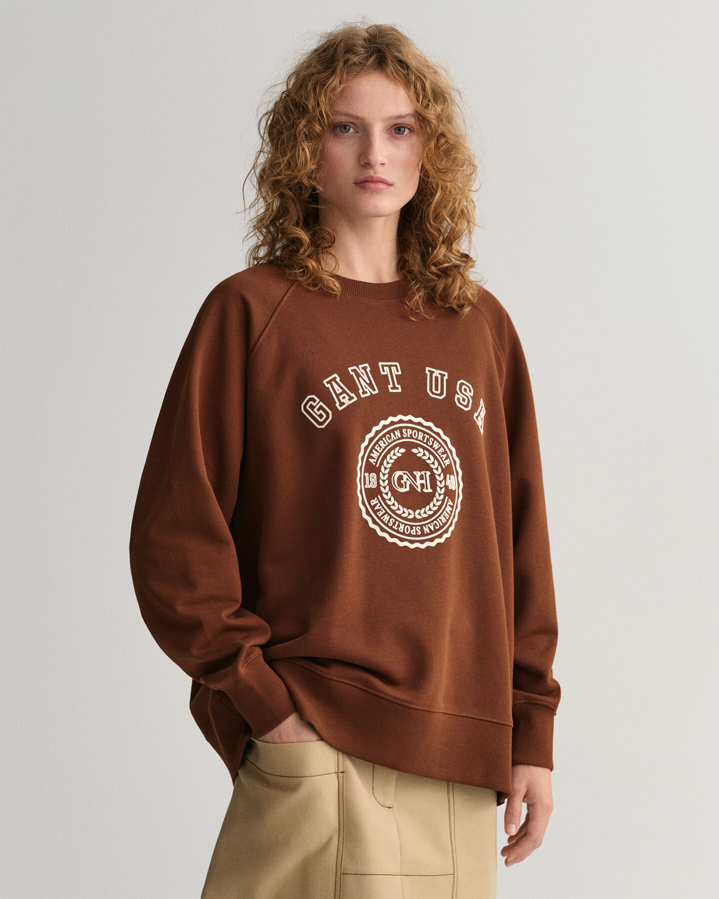 Oversized GANT USA sweatshirt met ronde hals