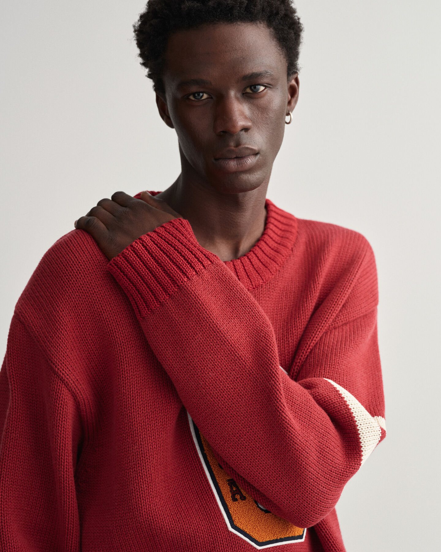 Oversized Letterman trui met ronde hals