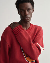 Oversized Letterman trui met ronde hals