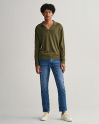 Polosweater van linnen en katoen