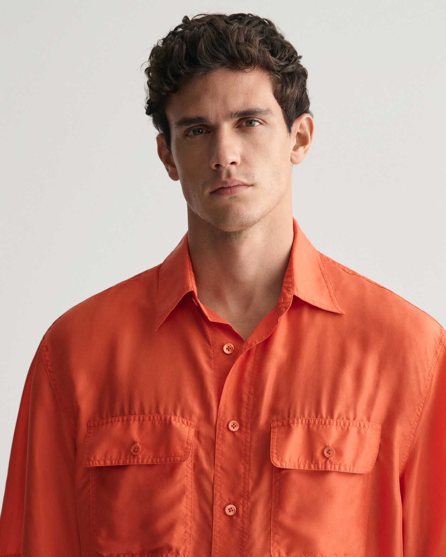 Relaxed Fit Washed Silk overhemd met korte mouwen