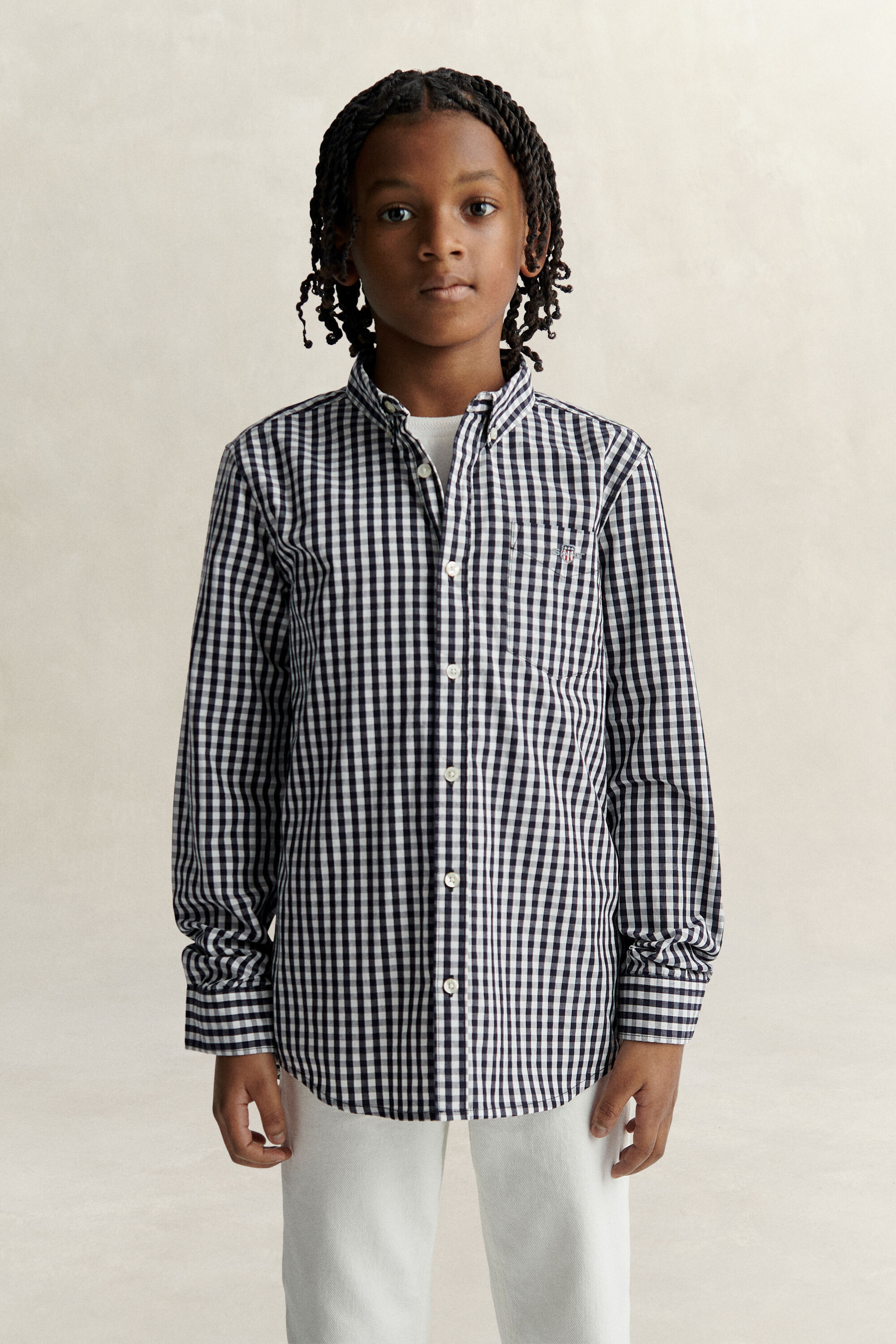 Teen Boys poplin overoverhemd met Gingham-ruitje